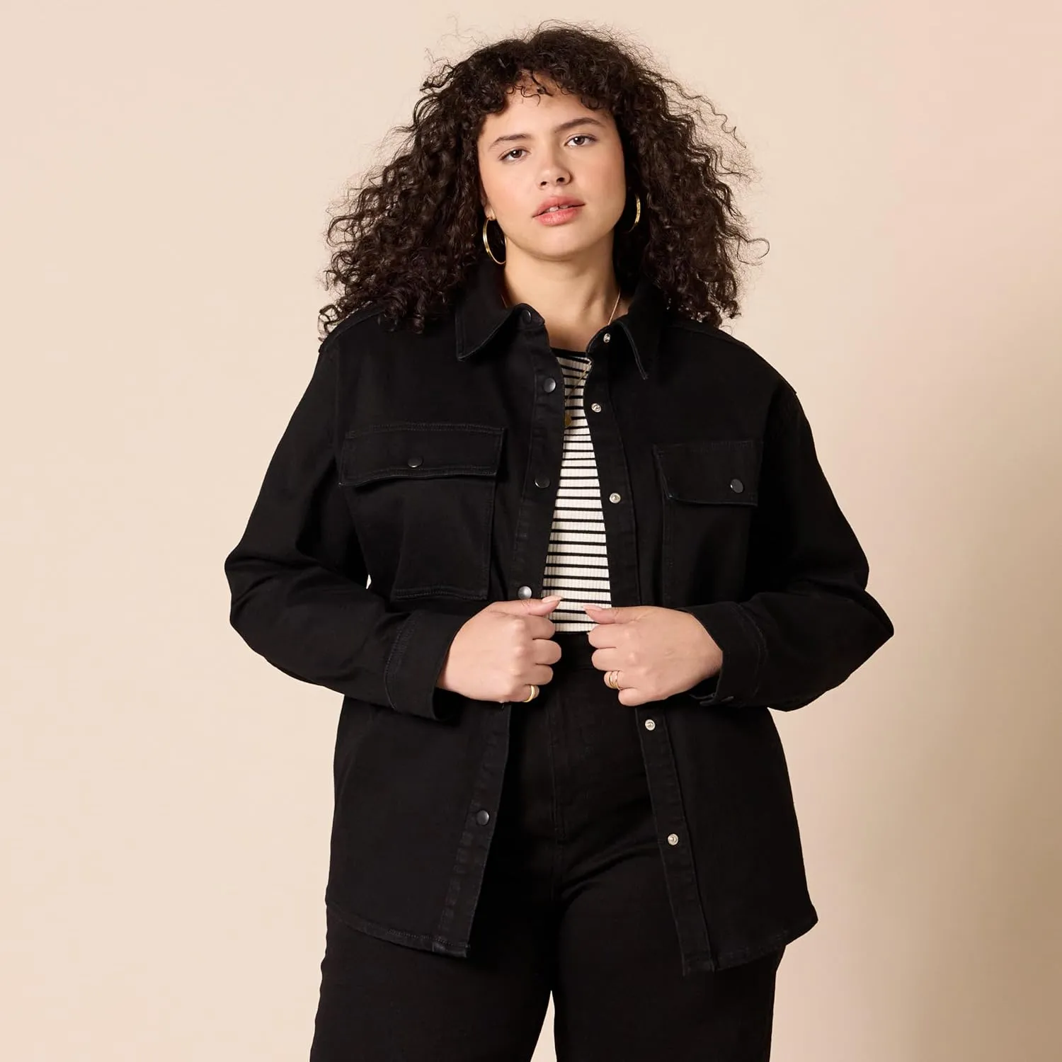 Amazon Essentials Women's Oversized-Fit Heavyweight Denim Shirt Jacket