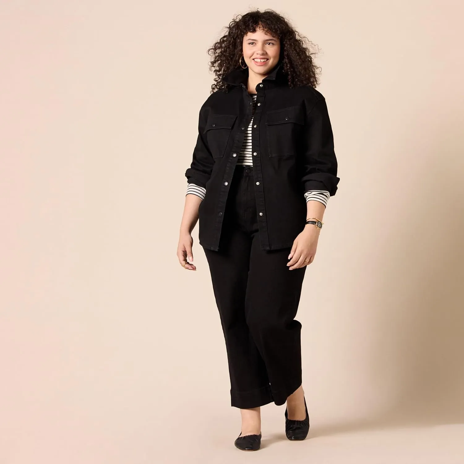 Amazon Essentials Women's Oversized-Fit Heavyweight Denim Shirt Jacket