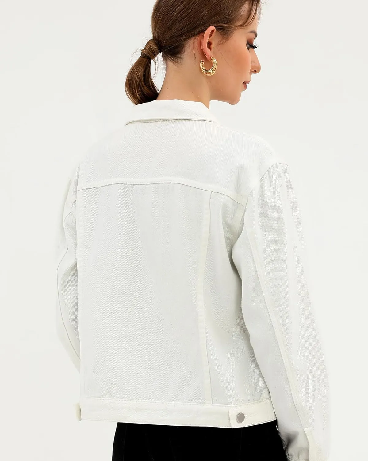 Argstar Denim Jacket for Women Button Up Long Sleeve with Pockets (Available in Inner Pockets)