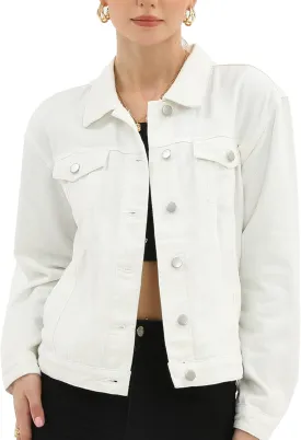 Argstar Denim Jacket for Women Button Up Long Sleeve with Pockets (Available in Inner Pockets)