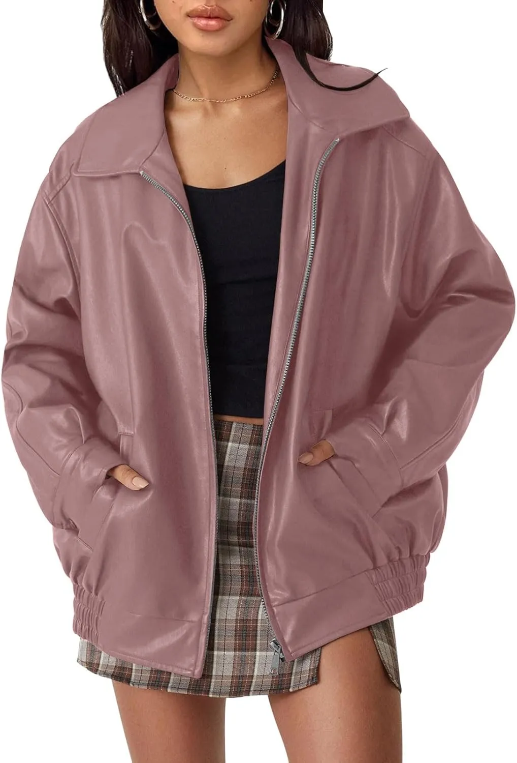AUTOMET Womens Oversized Leather Jackets Faux Suede Fall Fashion Motorcycle Coats Winter Outfits Clothes Y2k Tops