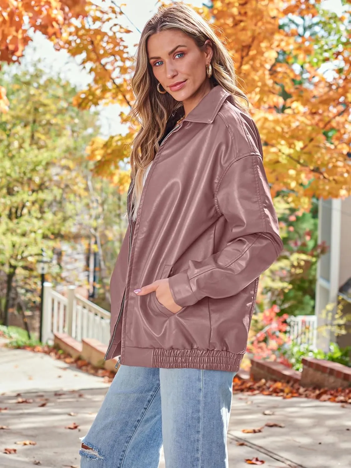 AUTOMET Womens Oversized Leather Jackets Faux Suede Fall Fashion Motorcycle Coats Winter Outfits Clothes Y2k Tops