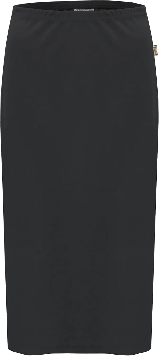 Baby'O Women's Basic Modest 26" Below The Knee Length Stretch Knit Straight Skirt