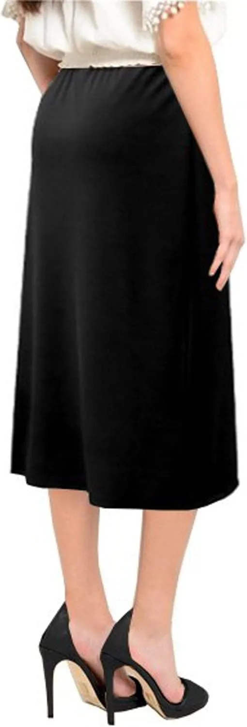Baby'O Women's Basic Modest 26" Below The Knee Length Stretch Knit Straight Skirt