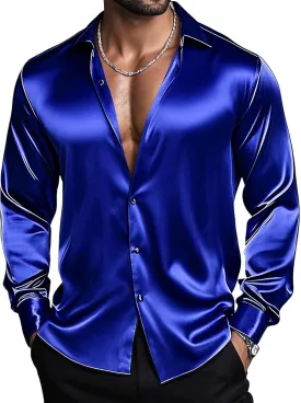 Barry.Wang Mens Stretch Dress Shirts Solid Long Sleeve Button Down Shirts Formal Casual Business Prom Party Wedding