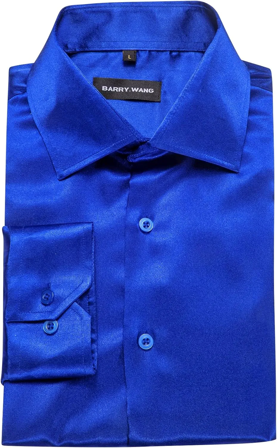 Barry.Wang Mens Stretch Dress Shirts Solid Long Sleeve Button Down Shirts Formal Casual Business Prom Party Wedding