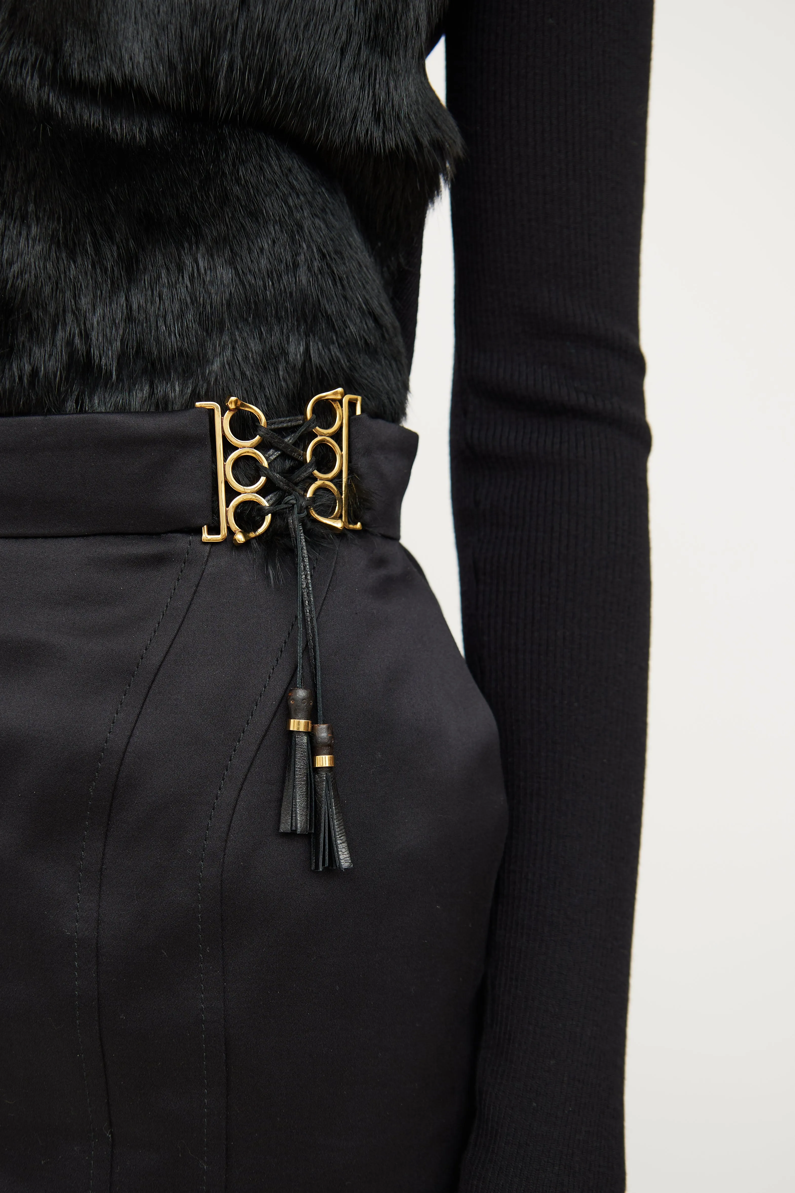 Black Gold Detail Pencil Skirt