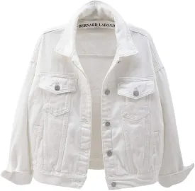 ebossy Women's Candy Color Denim Jacket Relaxed Fit Casual Jean Trucker Jacket