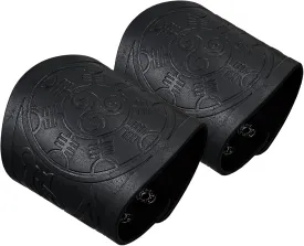 HiiFeuer 2 PCS Viking Embossed Faux Leather Cuff Bracelet, Norse Retro Wristband, Nordic Mjolnir Vegvisir Pattern Cuff Bangle Bracelet