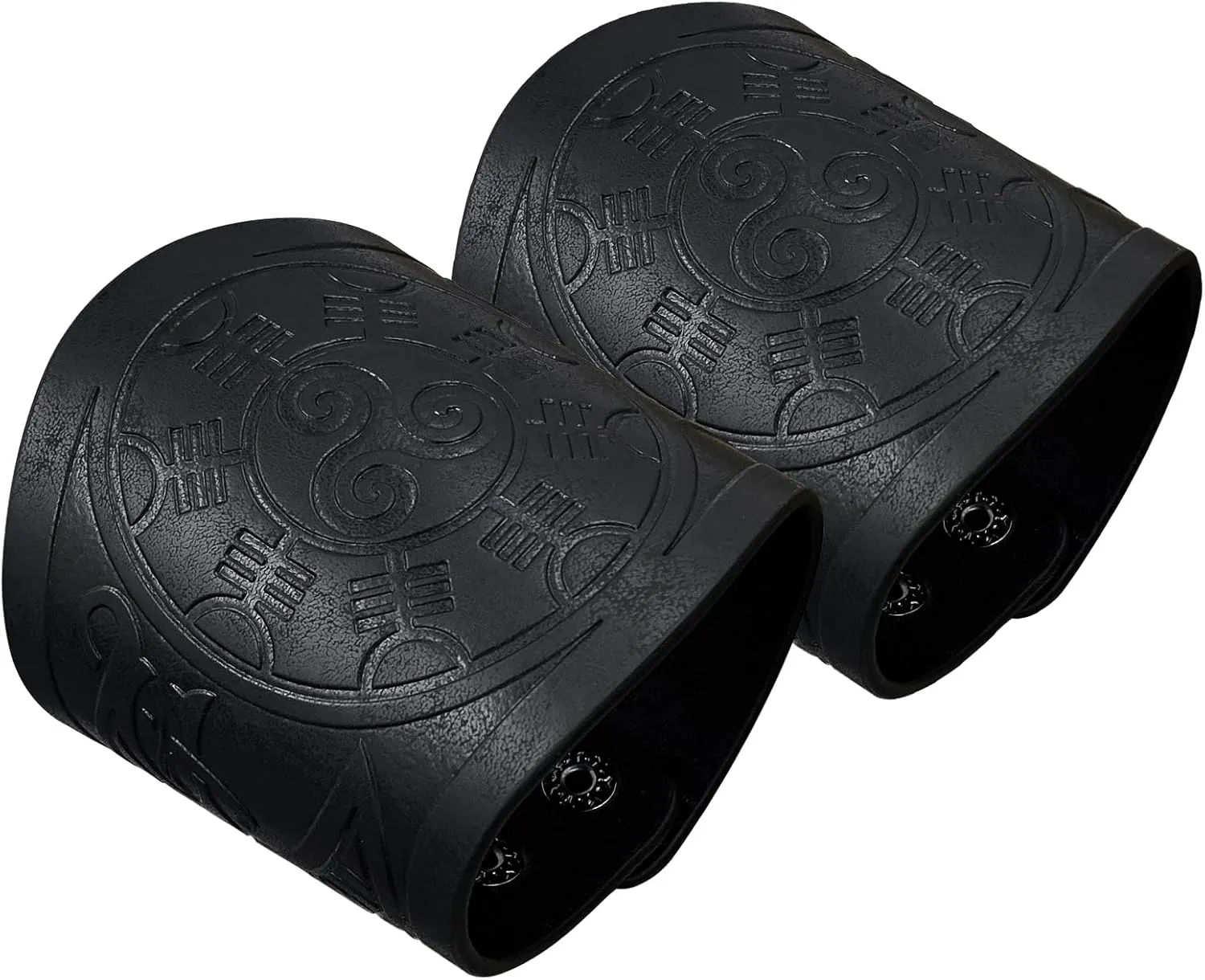 HiiFeuer 2 PCS Viking Embossed Faux Leather Cuff Bracelet, Norse Retro Wristband, Nordic Mjolnir Vegvisir Pattern Cuff Bangle Bracelet