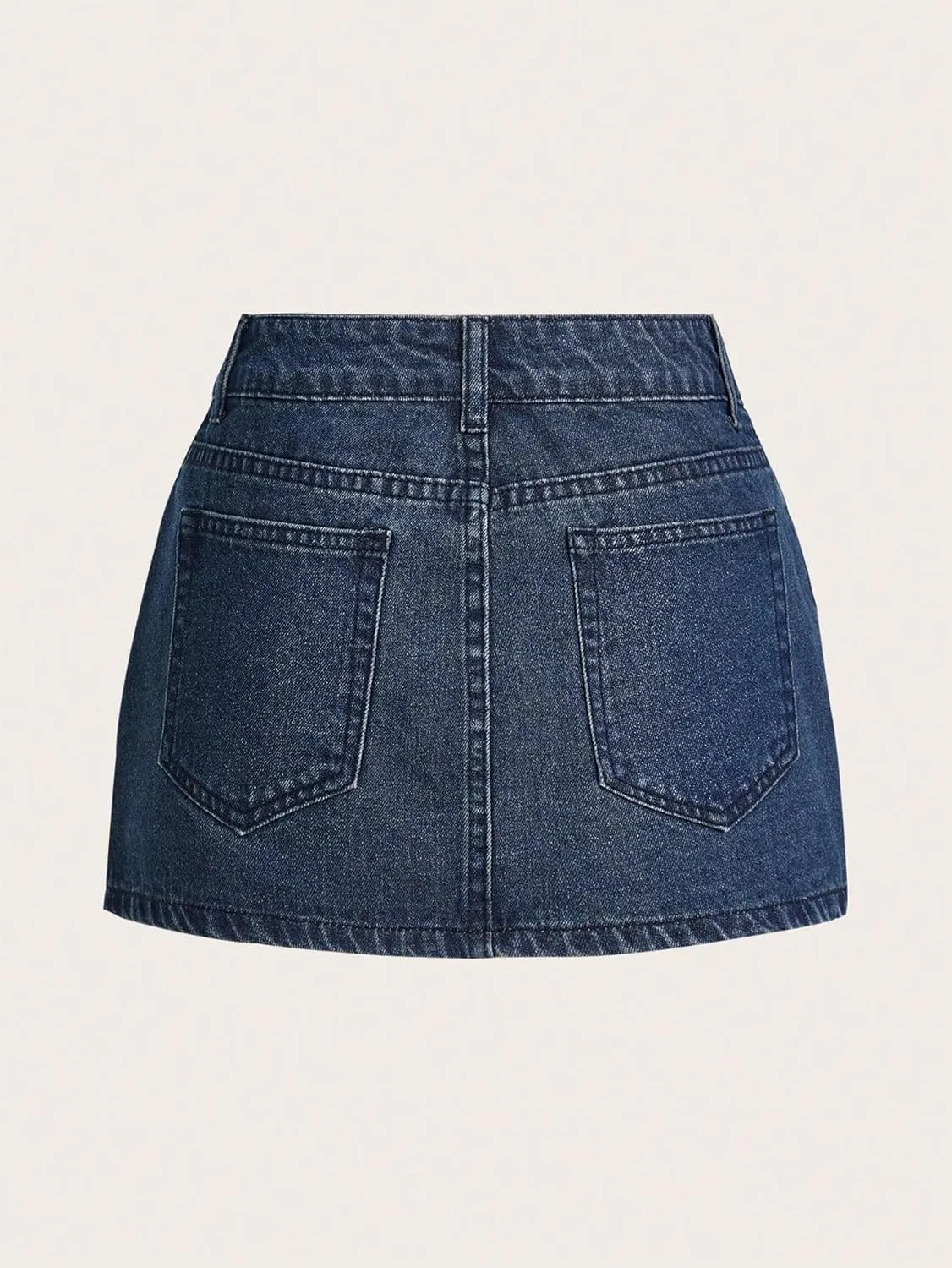 MakeMeChic Women's Casual High Waist Bodycon Jean Skirt Button Zipper Fly Mini Denim Skirt