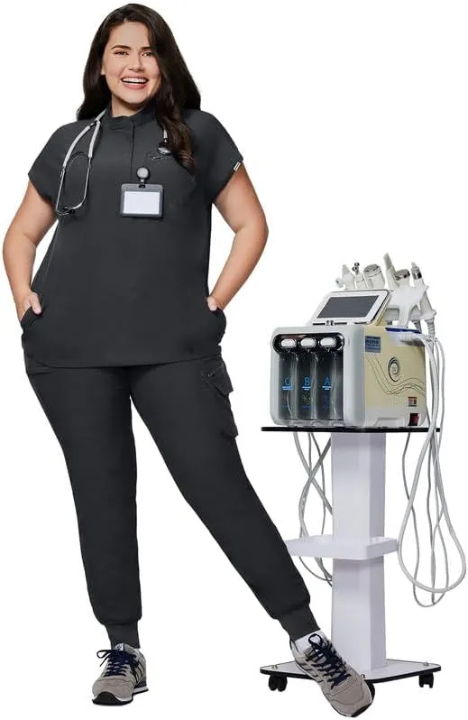 Medical Scrub Pants for Women  Mid Rise Jogger Pants with Yoga Waistband, 4-Way Stretch, Anti-Wrinkle & 8 Pockets