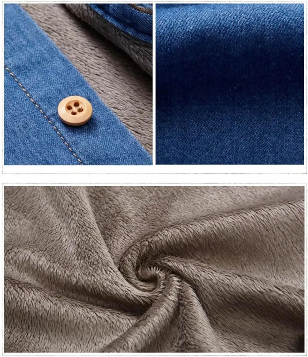 Men's Fashion Winter Denim Shirt Warm Fleece Lined Denim Shirt Denim Jacket