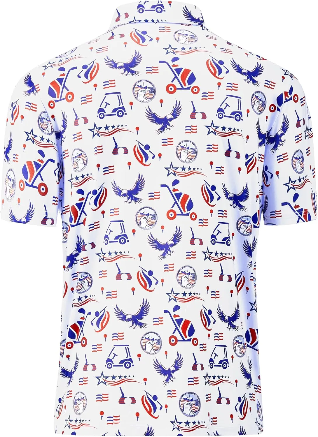 Mens Golf Shirt Short Sleeve Dry Fit Print Moisture Wicking Performance Patterns Collared Polo Shirt