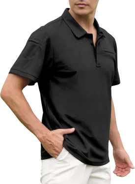 Men's Polo Shirt Short Sleeve Tactical Shirt, Golf Shirts, Absorbent and Quick Drying Polo Sports Neck Shirt Tennis