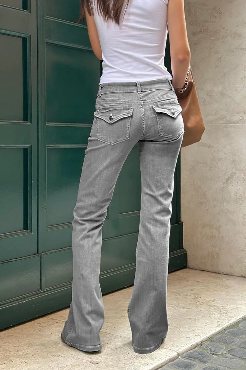 Mxiqqpltky Low Waist Bell Bottom Jeans for Women Y2k Straight Leg Stretch Bootcut Jeans Boyfriend Flare Denim Pants