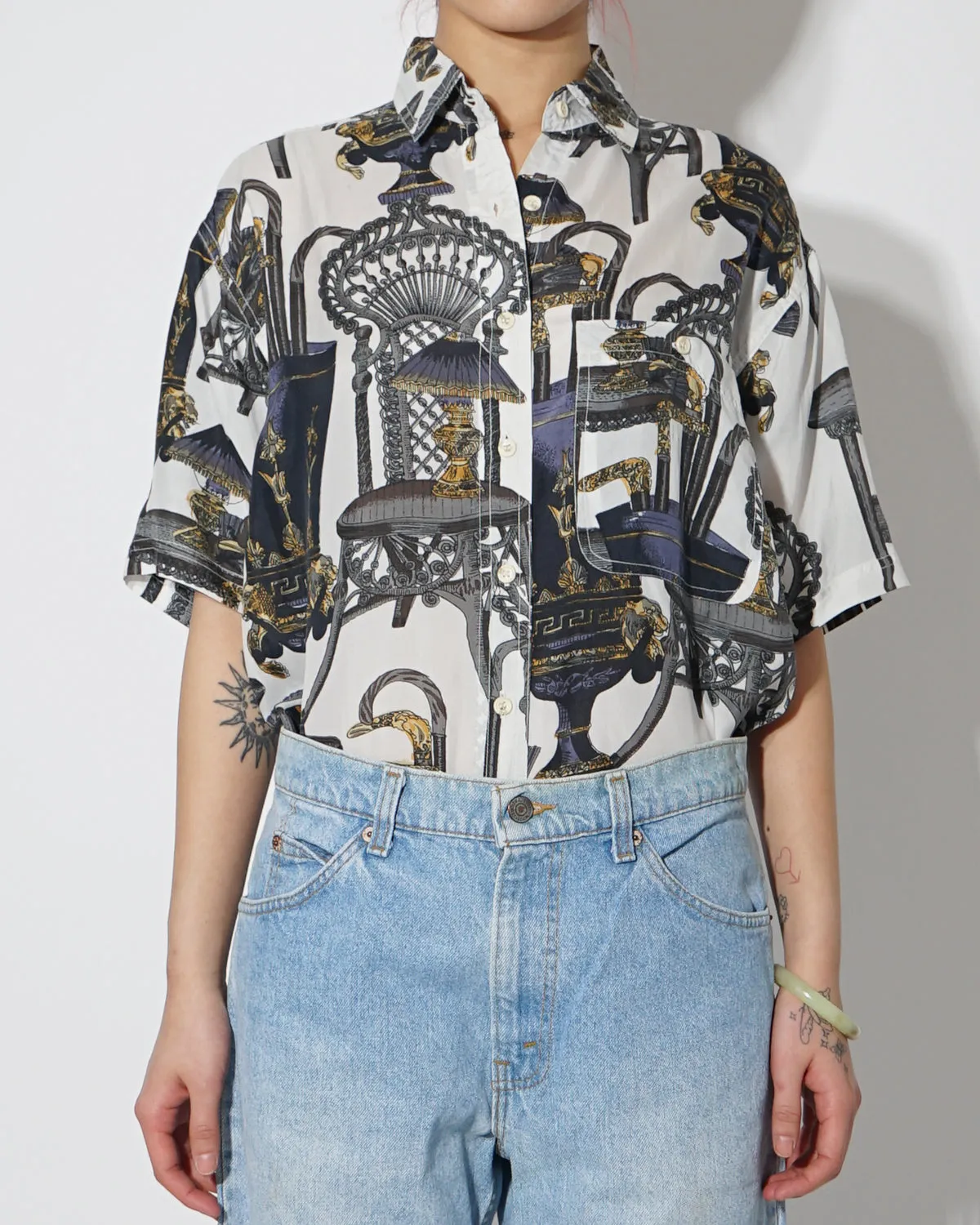 Silk Shirts Short Sleeve Patterned / H