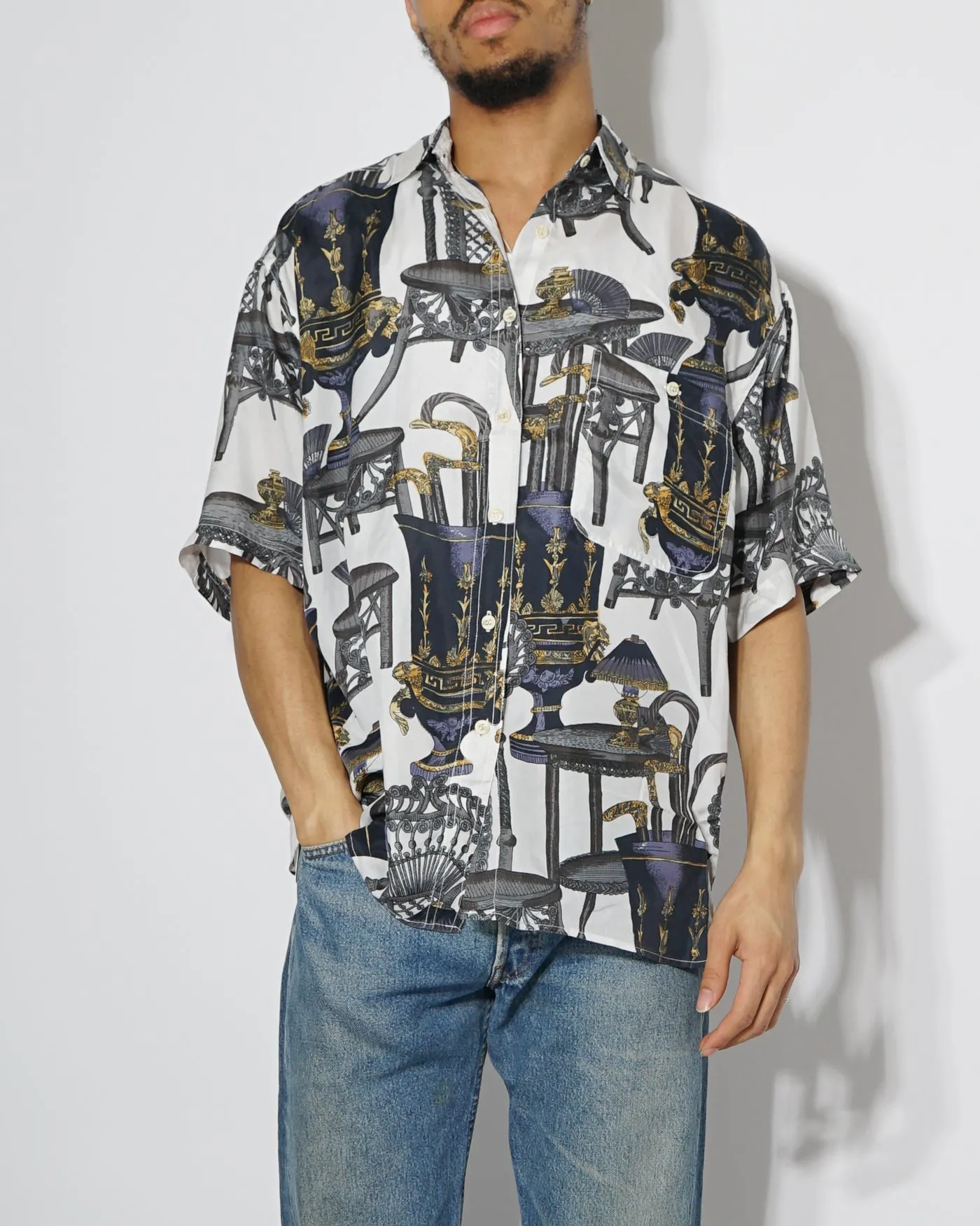 Silk Shirts Short Sleeve Patterned / H