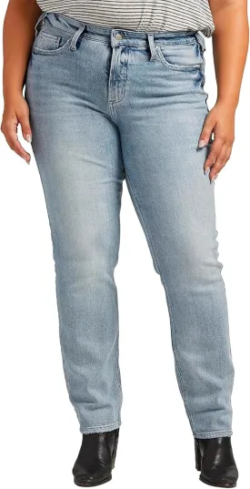 Silver Jeans Co. Women's Plus Size Most Wanted Mid Rise Straight Leg Jeans