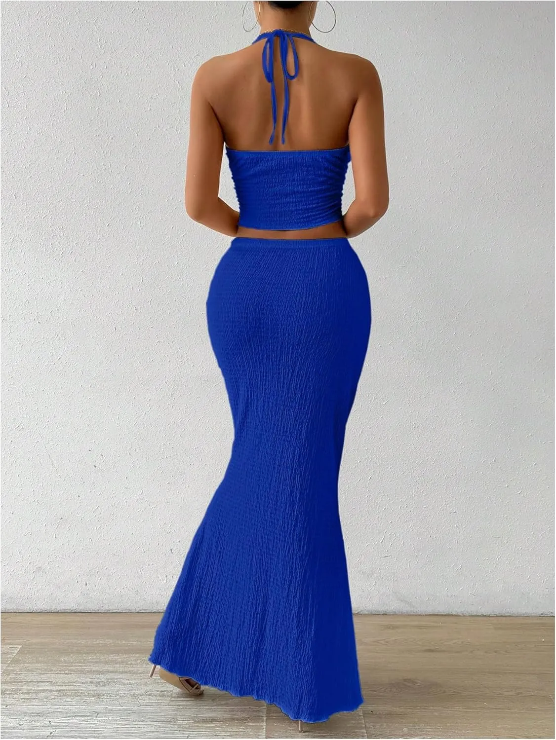 SOLY HUX Women's Two Piece Outfits Twist Front Halter Cami Tops and Skirt Summer Set
