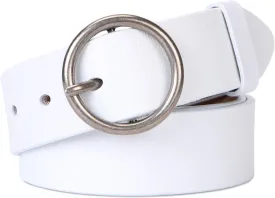 SUOSDEY Fashion Women Leather Belt for Dresses Jeans Pants With Classic Round Buckle