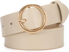 SUOSDEY Fashion Women Leather Belt for Dresses Jeans Pants With Classic Round Buckle