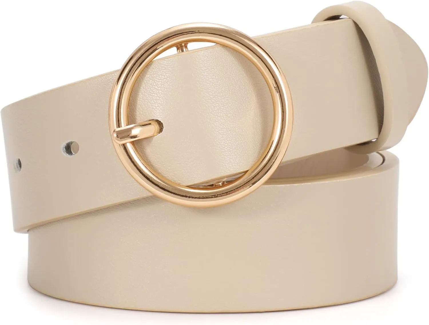 SUOSDEY Fashion Women Leather Belt for Dresses Jeans Pants With Classic Round Buckle