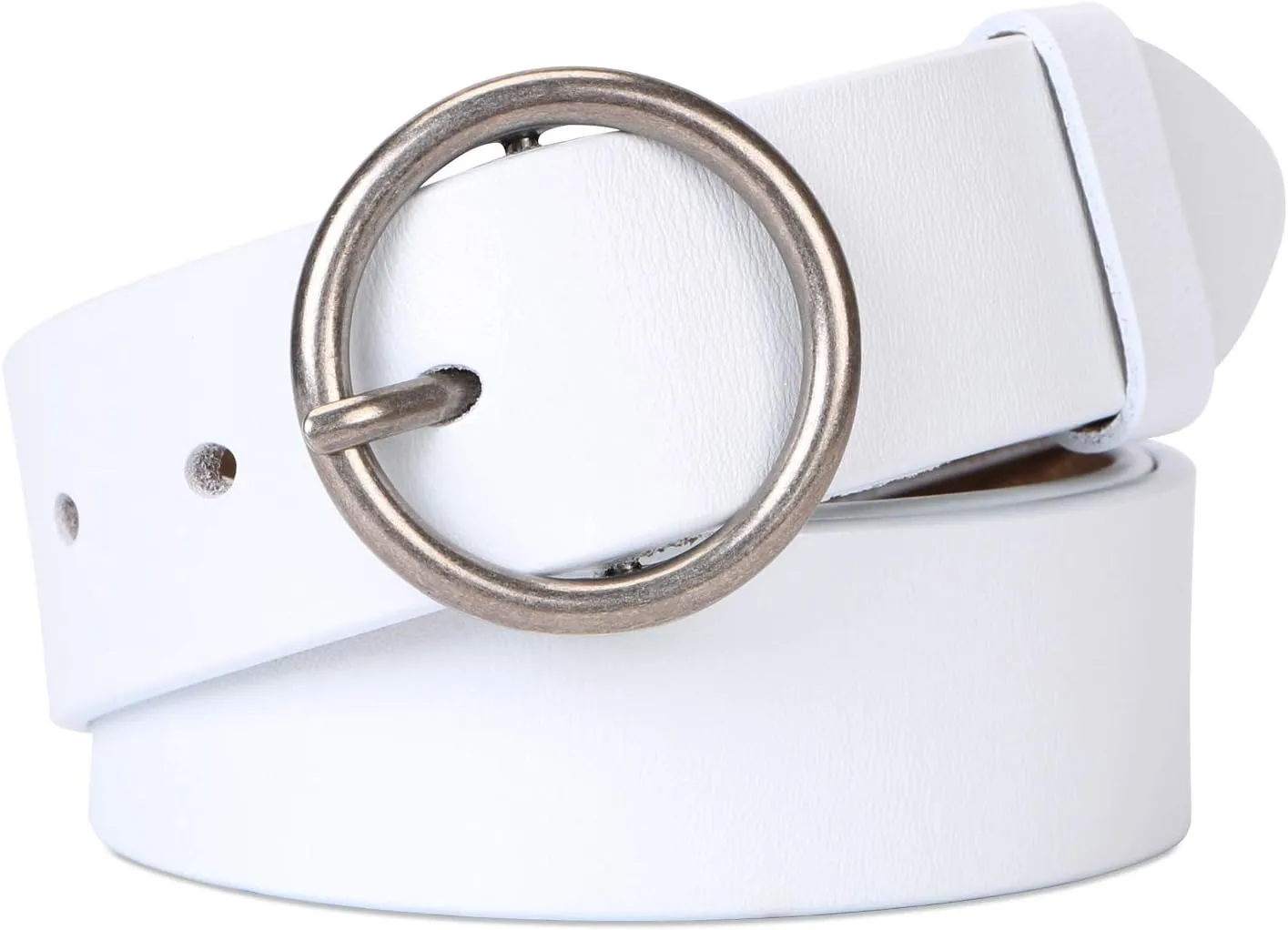 SUOSDEY Fashion Women Leather Belt for Dresses Jeans Pants With Classic Round Buckle