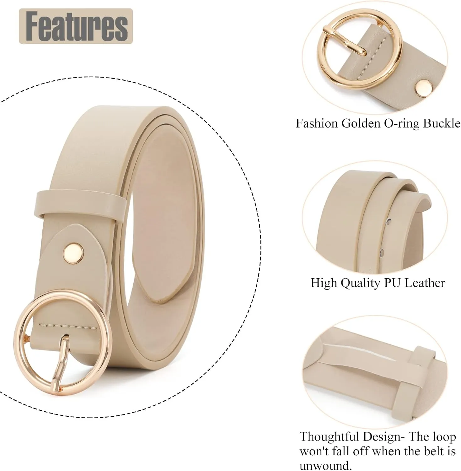 SUOSDEY Fashion Women Leather Belt for Dresses Jeans Pants With Classic Round Buckle