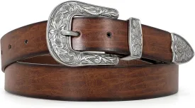 SUOSDEY Western Leather Belts for Women with Vintage Metal Buckle Belt