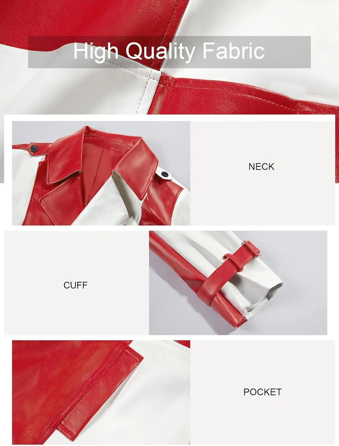 Tankaneo Womens Leather Cropped Jacket Fall Casual Trendy Oversized Color Block Motorcycle Coat