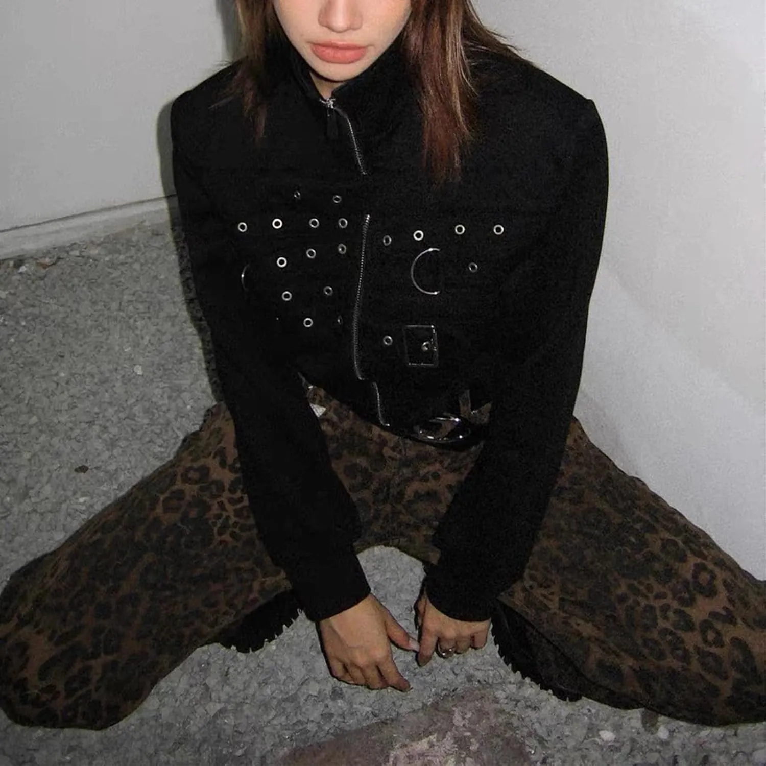 Y2k Jeans Cheetah Print Jeans Oversized Wide Leg High Waisted Cargo Pants Leopard Print Pants for Women